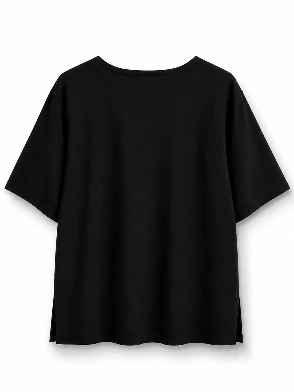 Caroline Rose Black Oversized Boxy Top Tunic Minimalist Stretch Knit 2X - Picture 3 of 3